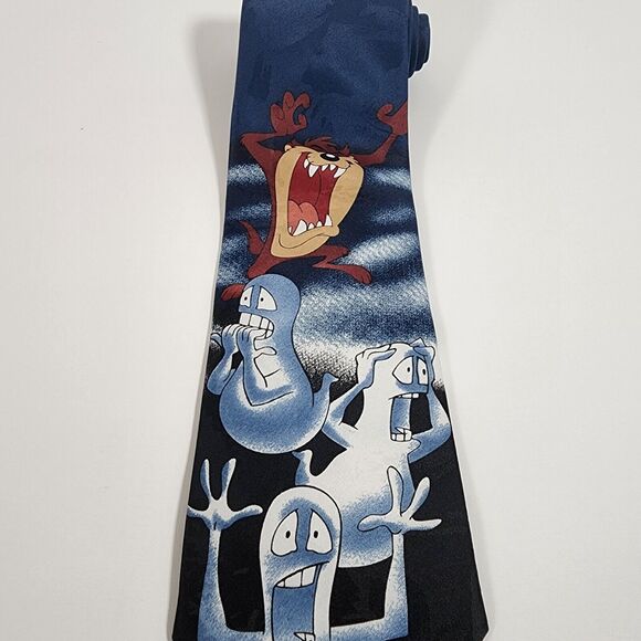 Looney Tunes Vintage Taz Tazmanian Devil Ghost Halloween Mens Tie - Picture 2 of 7